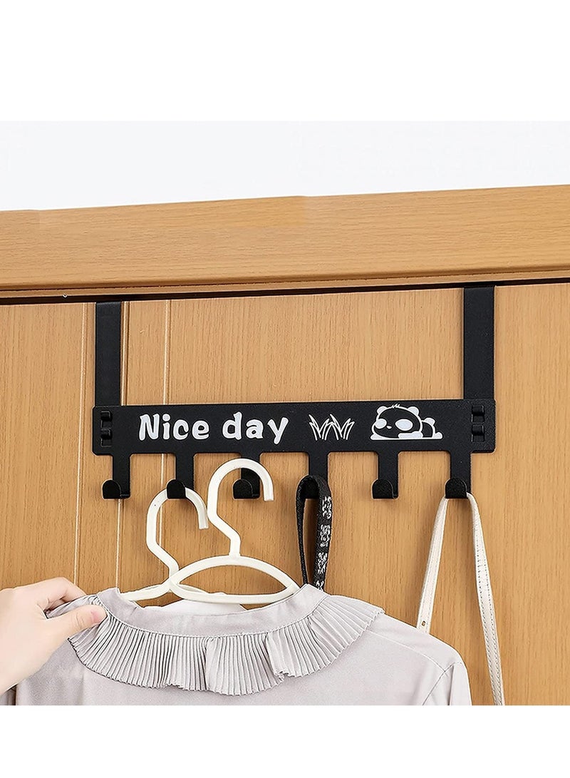 Heavy-Duty Over Door Hook Carben Steel  Nice Day Print Hook Cloth Hanger for Door  Removable Door Hook Towel Hanger Bathroom Door  6 Hooks White - Image 5