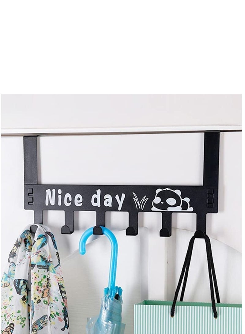 Heavy-Duty Over Door Hook Carben Steel  Nice Day Print Hook Cloth Hanger for Door  Removable Door Hook Towel Hanger Bathroom Door  6 Hooks White - Image 3
