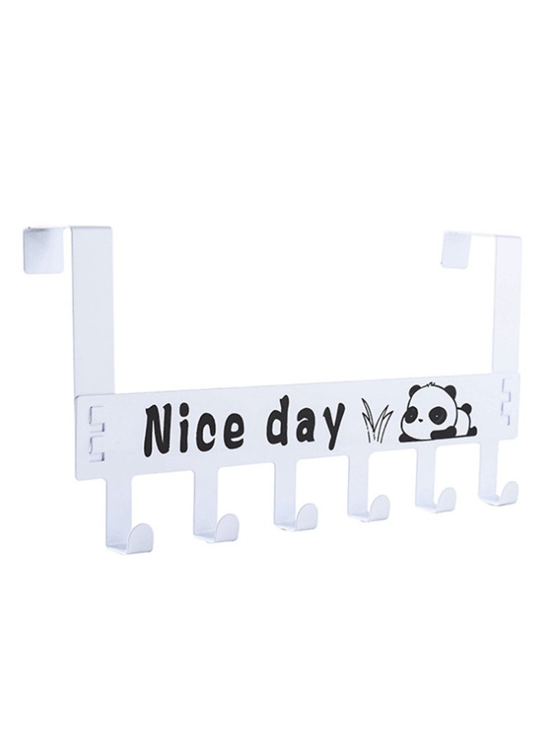 Heavy-Duty Over Door Hook Carben Steel  Nice Day Print Hook Cloth Hanger for Door  Removable Door Hook Towel Hanger Bathroom Door  6 Hooks White - Image 1