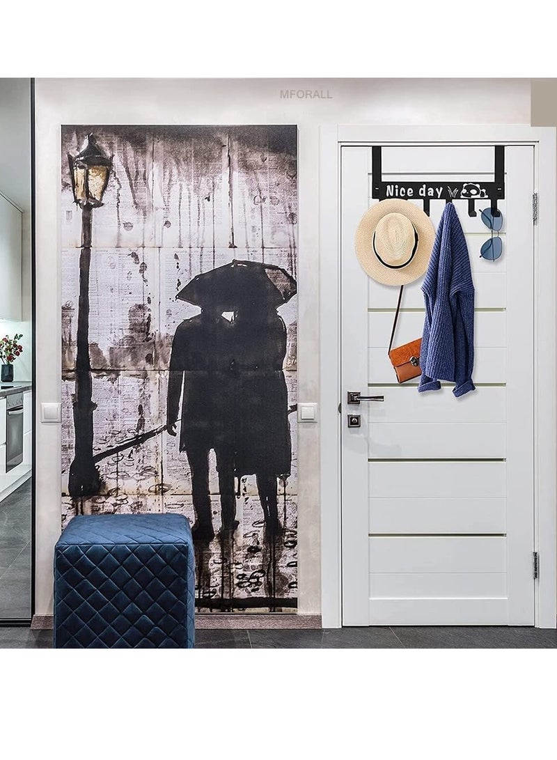 Heavy-Duty Over Door Hook Carben Steel  Nice Day Print Hook Cloth Hanger for Door  Removable Door Hook Towel Hanger Bathroom Door  6 Hooks White - Image 4