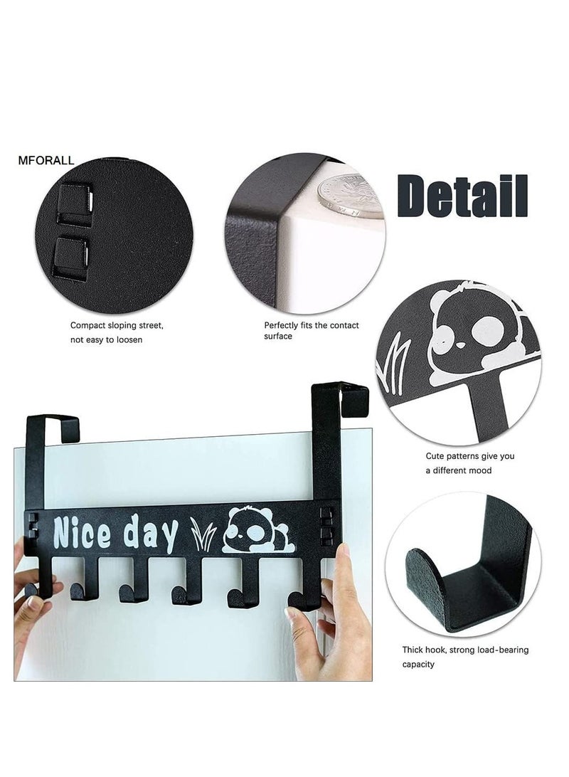 Heavy-Duty Over Door Hook Carben Steel  Nice Day Print Hook Cloth Hanger for Door  Removable Door Hook Towel Hanger Bathroom Door  6 Hooks White - Image 2