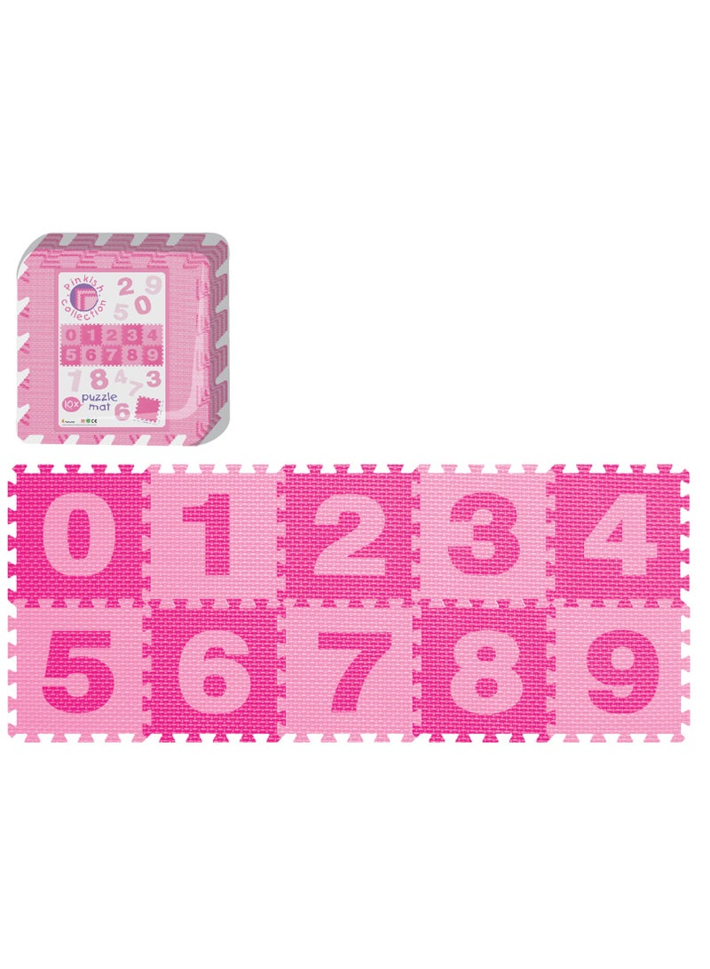 Power Joy Pink Puzzle Mat Number 30x30cm 10-Pieces | Floormat | Playmat | Easy to Clean | Mat for Crawling | Baby Eva Foam Mat | Water-Resistant | Ideal for Living Room, Play Room - Image 1
