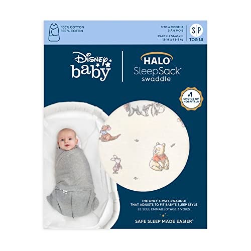 HALO Disney Baby 100% Cotton Sleepsack Swaddle, 3-Way Adjustable Wearable Blanket, TOG 1.5, Winnie Frolic, Newborn, 0-3 Months - Image 2