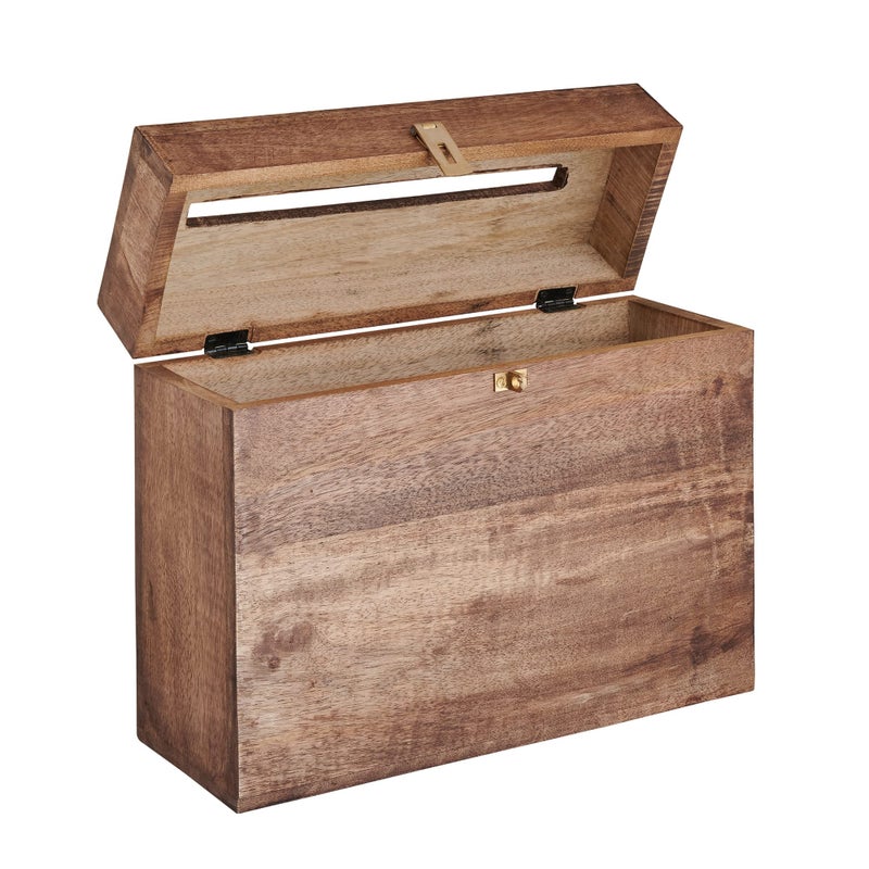 Eximious India Wedding Card Box with Card Slit and Lock Gift Card Box Wishing Well Wooden Box for Weddings, Receptions, Birthdays, Graduations, Baby Showers, Honeymoon Funds (Walnut) - Image 3