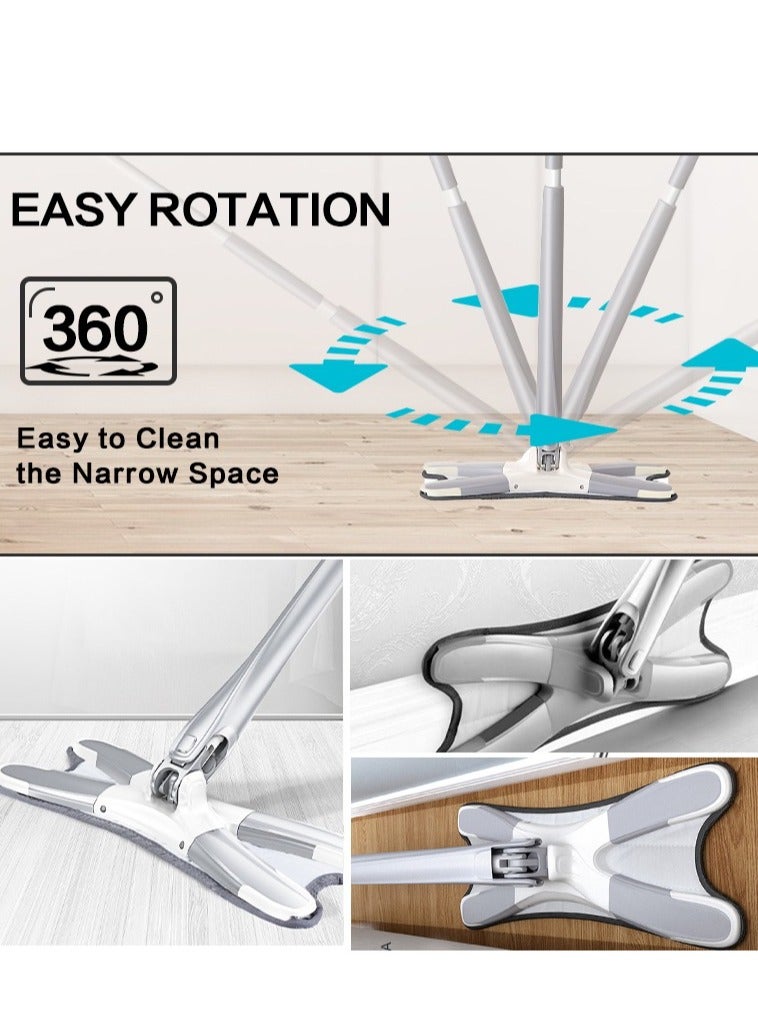 X-type Microfiber Floor Mop Hand-free Wash Spin Strong Water Absorption Cleaning Tools Long Handle Manual Extrusion Household - Image 4