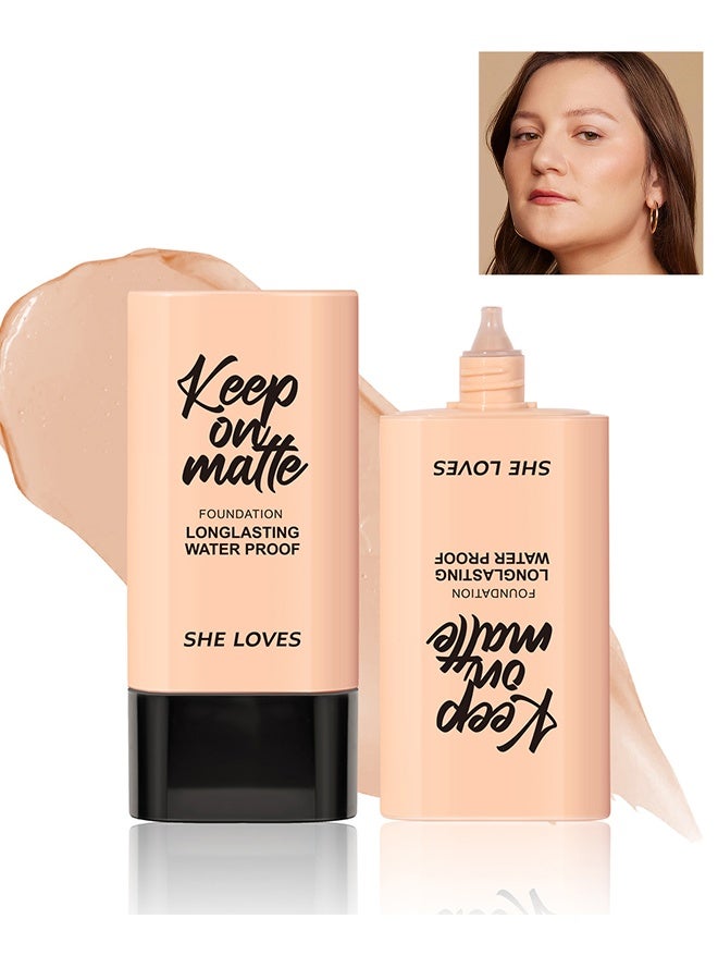 شيلافز كريم أساس سائل غير لامع لا تشوبه شائبة ، حافظ على اللون غير اللامع طويل الأمد للماء كريم أساس سائل للمكياج يشعر بخفة الوزن ومريح قابل للبناء كريم أساس خافي عيوب طبيعي لا تشوبه شائبة لتغطية الاحمرار # 03 الخوخ الدافئ - Image 1