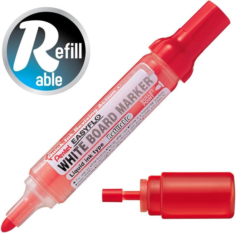 بنتل عبوة حبر قابلة لإعادة التعبئة لقلم السبورة البيضاء إيزي فلو من بينتيل - أحمر - Image 3