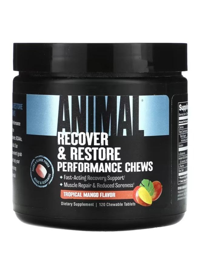 ANIMAL Recover & Restore Performance Chews, Tropical Mango, 120 Chewable Tablets 