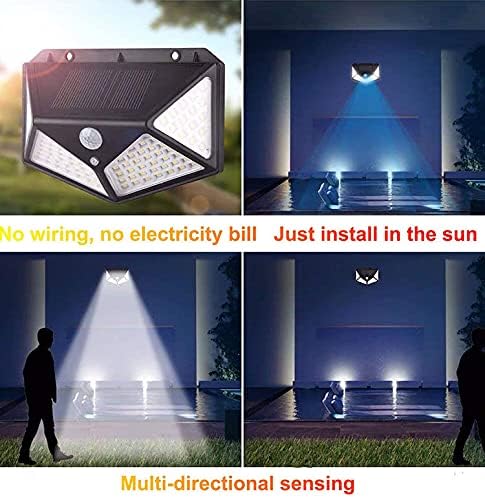 LETURE Solar Light 100 LED Motion Sensor Light 4 Side Bright Light with Dim Mode Security Lamp for Home - Image 4
