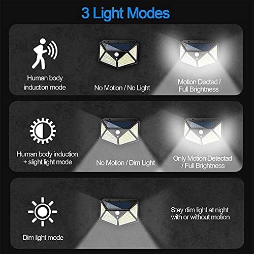 LETURE Solar Light 100 LED Motion Sensor Light 4 Side Bright Light with Dim Mode Security Lamp for Home - Image 5