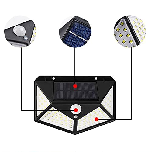 LETURE Solar Light 100 LED Motion Sensor Light 4 Side Bright Light with Dim Mode Security Lamp for Home - Image 3
