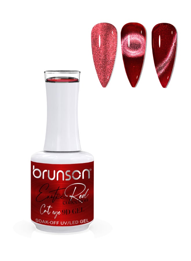 brunson Universal Cat Eye Gel Nail Polish, Exotic Red 9D Magnetic Nail Polish Glitter Shimmer with Magnetic Soak Off  UV/LED Gel Polish Nail Art paint  BER9D12 - Image 1