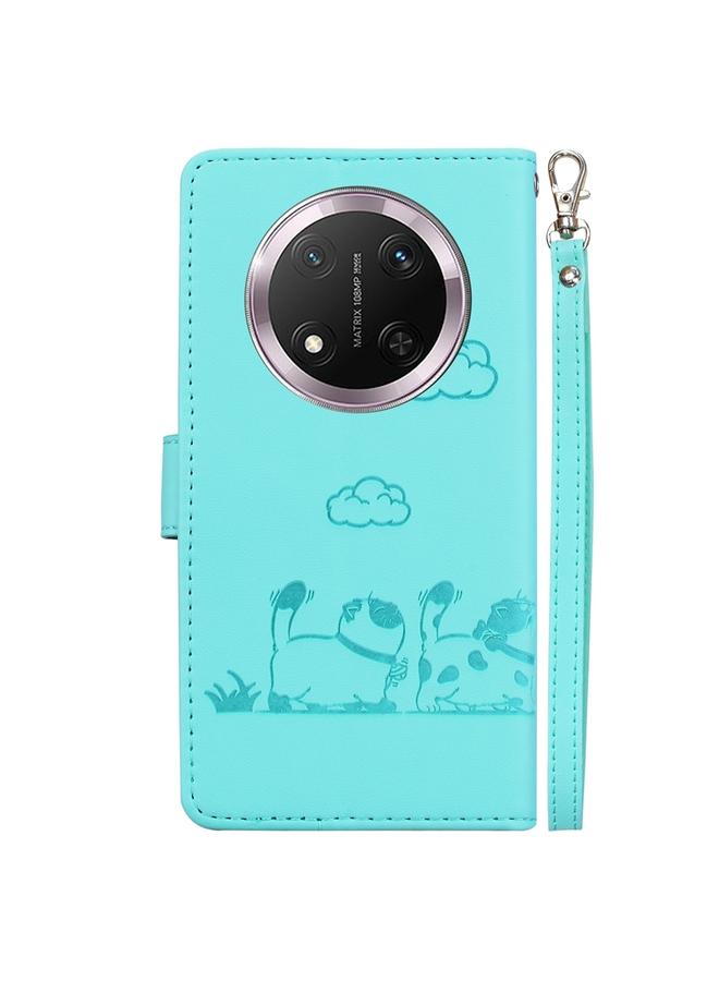 اس-توب جراب هاتف Honor X9c من الجلد برسومات قطط لطيفة بتقنية RFID - Image 3