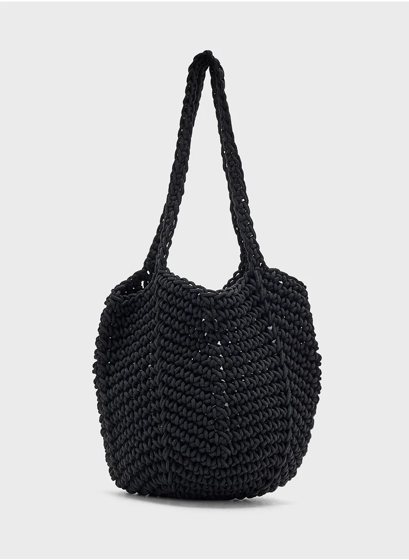 جينجر Woven Crochet Shopper Bag