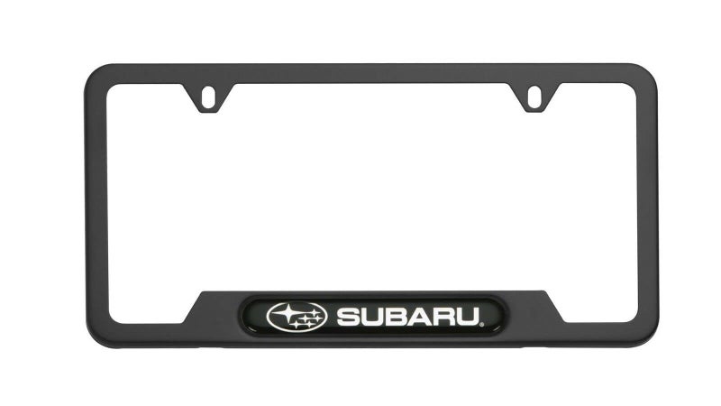 Subaru Logo License Plate Frame SOA342L167 Matte Black Outback Legacy Wrx STi Impreza Forester Crosstrek Brz Ascent Solterra Tribeca Trailseeker Uncharted Genuine OEM - Image 1