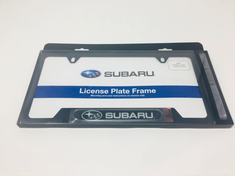 Subaru Logo License Plate Frame SOA342L167 Matte Black Outback Legacy Wrx STi Impreza Forester Crosstrek Brz Ascent Solterra Tribeca Trailseeker Uncharted Genuine OEM - Image 2