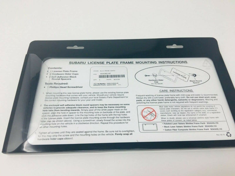 Subaru Logo License Plate Frame SOA342L167 Matte Black Outback Legacy Wrx STi Impreza Forester Crosstrek Brz Ascent Solterra Tribeca Trailseeker Uncharted Genuine OEM - Image 3
