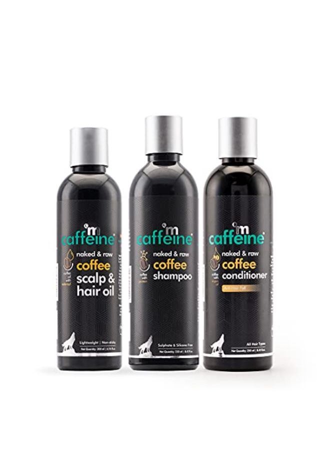MCaffeine - Coffee Hair Spa & Hair Fall Control Kit | Shampoo, Conditioner & Hair Oil | Redensyl & Pro-Vitamin B5 | Sulphate, Paraben & Mineral Oil Free | For Men & Women - Image 1