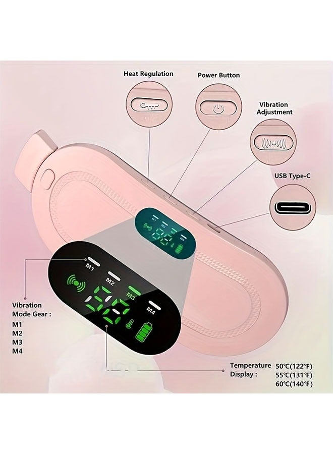 LIVQORA Portable Heating Pad for Cramps and Back Pain Menstrual Cramp Relief Wearable Heating Pad, Electric Waist Belt Device Fast Heating Massage with 3 Heat Levels and 4 Modes Gifts for Women and Girls Pink - Image 4