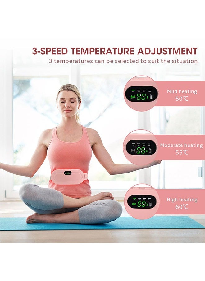 SYOSI Menstrual Heating Device, Rechargeable Period Pain Relief Machine, Electric Waist Belt Device Fast Heating Massage with 3 Heat Levels and 4 Modes Gifts for Women and Girls Pink  - Image 3