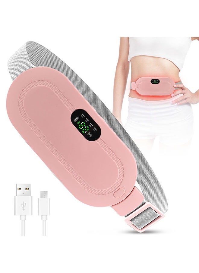 SYOSI Menstrual Heating Device, Rechargeable Period Pain Relief Machine, Electric Waist Belt Device Fast Heating Massage with 3 Heat Levels and 4 Modes Gifts for Women and Girls Pink  - Image 1
