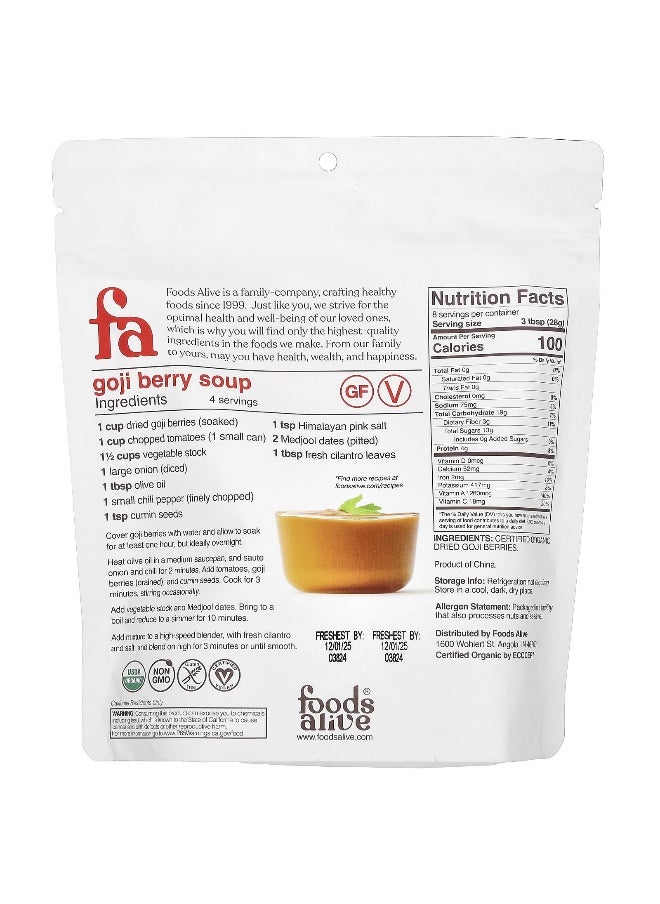 Foods Alive Foods Alive, Organic Goji Berries, Dried, 8 oz (227 g)  - Image 2