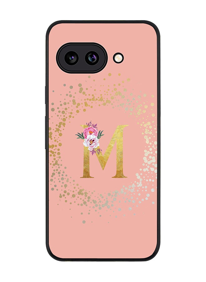 Stylizedd For Google Pixel 9a Case,Slim fit Camera Protection, Shockproof Thin Phone cover  - Custom Monogram Floral - M  (Rose Pink )
