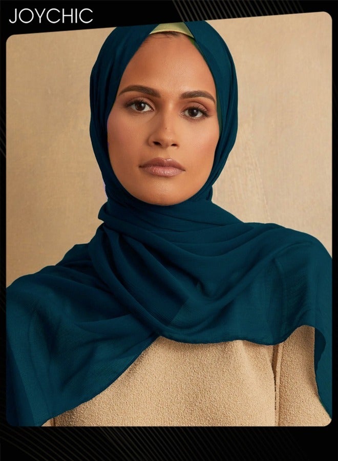 Joychic Solid Color Head Scarf Pearl Chiffon Skin-friendly Breathable Sun Protection Hijab for Women  - Image 1