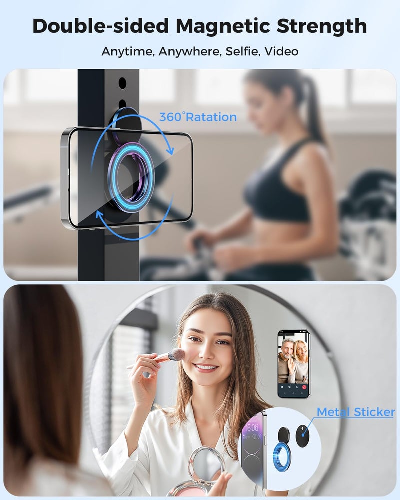 SUPERONE Magnetic Ring Holder for Dual-Side Magnetics, Removable Gym Phone Grip with Kickstand for iPhone 17/16/15/14/13/12 Series MagSafe Case All Phones Compatible with Magnetic Car Mount - Colorful - Image 2