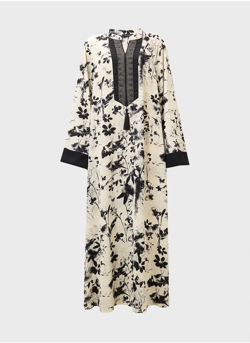 خزانة Plus Size Printed Jalabiya