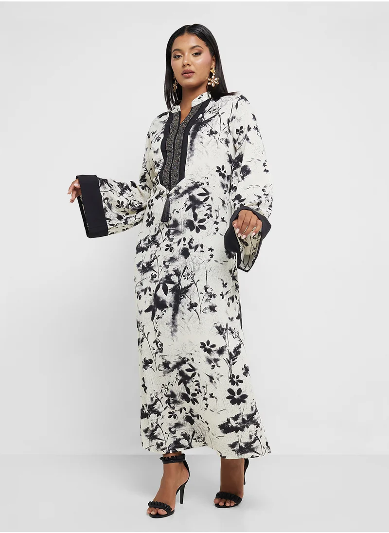 Khizana Plus Size Printed Jalabiya