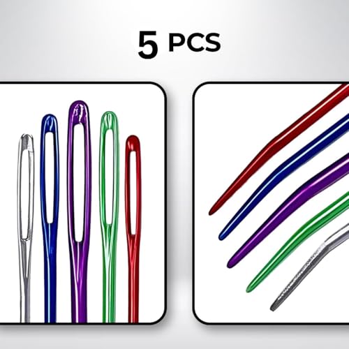 Tusmad 5 Pcs Large Eye Yarn Needles –Aluminum Darning & Tapestry Needle Set with Bent Tips for Crochet, Knitting, Quilting, Weaving, Beading & DIY Crafts - Image 3
