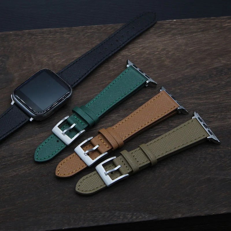 Bluejw Yunse Saffiano Leather Watch Bands for Smartwatches - Tapered Replacement Strap, Waterproof Sport Wristband 38mm 40mm 42mm 44mm 45mm - Image 2