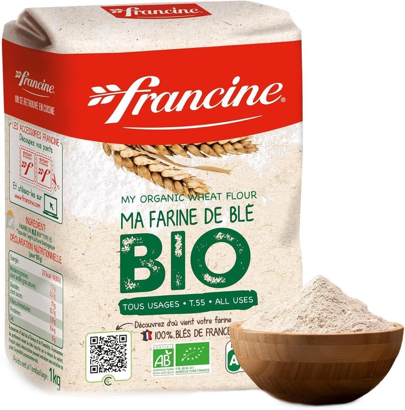 Francine Organic All-Purpose Wheat Flour - 2.2 lbs (Pack of 2) - Image 1