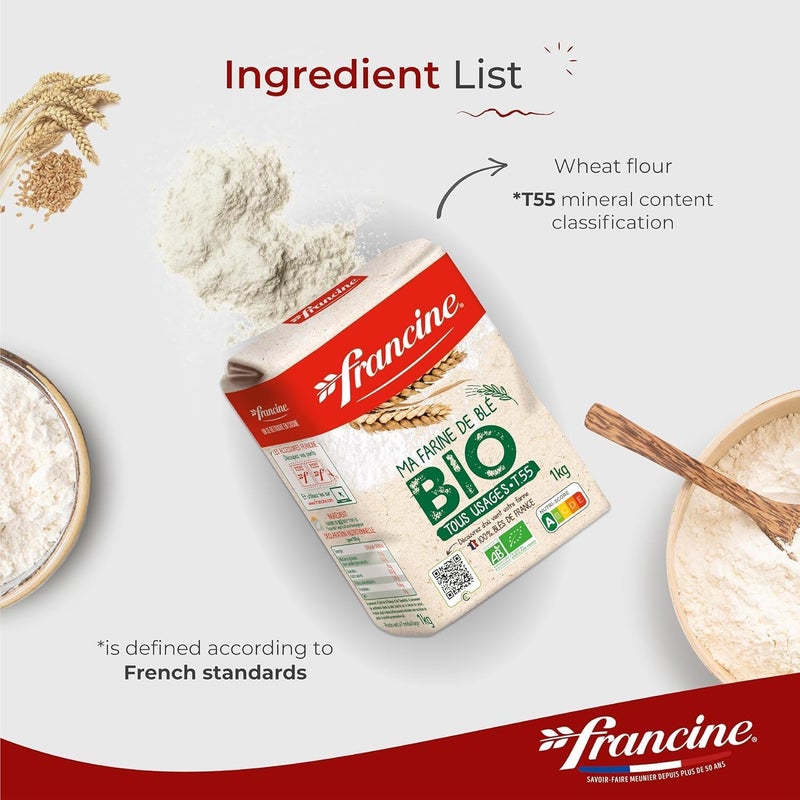 Francine Organic All-Purpose Wheat Flour - 2.2 lbs (Pack of 2) - Image 4