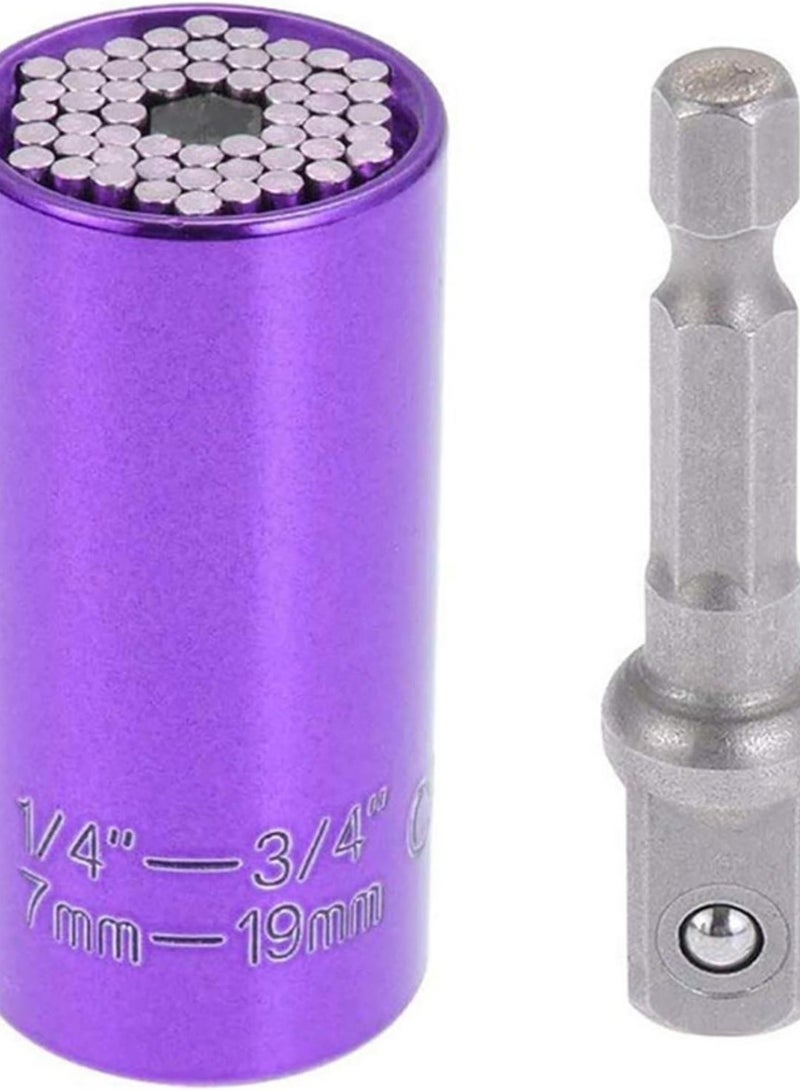 GGOOT Universal Hardware Torque Wrench Head Set Socket Sleeve In Wrench 7-19mm Spanner Key Magic Portable Multi Hand Tools Socket socket(Purple)  - Image 1