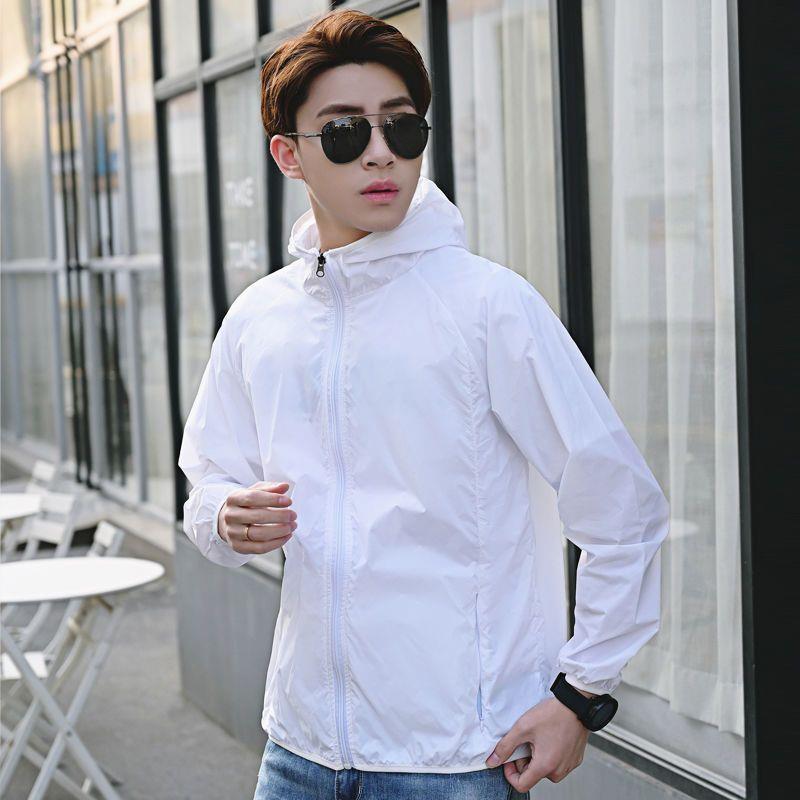 Generic New Sunscreen Clothing Womens Short Long-sleeved Spring and Summer Couples Sunscreen Clothing Coat Western Style All-match Sunscreen Shirt for Men White (pocket plus zipper)