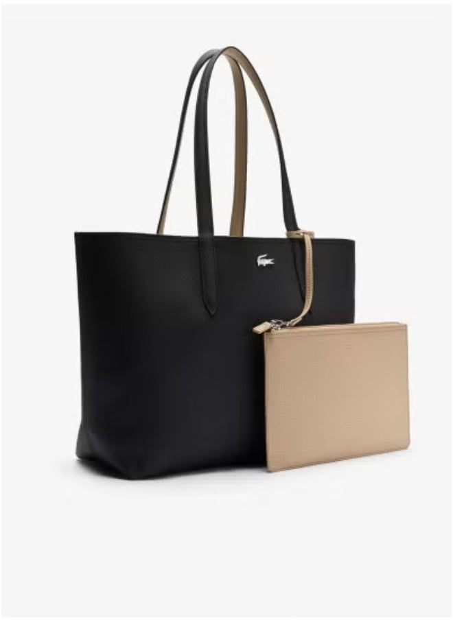 LACOSTE LACOSTE Women's Anna Double sided Two tone Large Capacity Handbag, Fashionable and Versatile, Black/Khaki  - Image 2