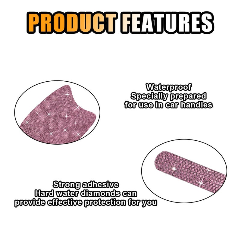 Pink Car Door Handle Protector: 8 Pcs Glossy Rhinestone Design - Reflective Scratch Guard for Universal Vehicle Exterior Decor - Image 5