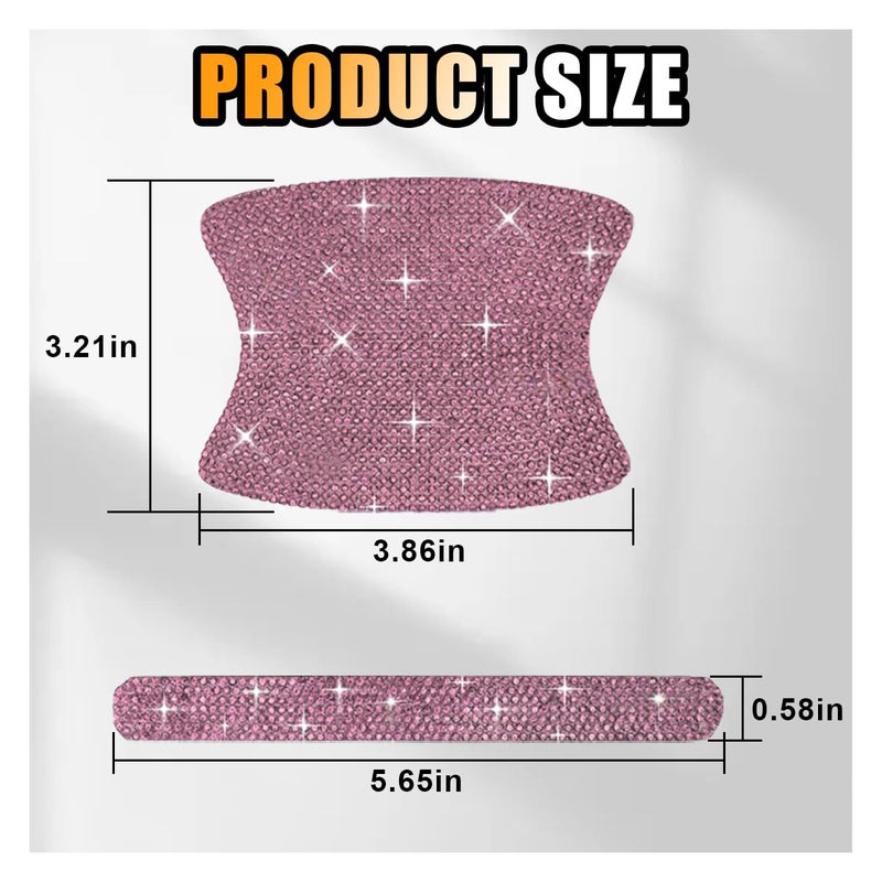 Pink Car Door Handle Protector: 8 Pcs Glossy Rhinestone Design - Reflective Scratch Guard for Universal Vehicle Exterior Decor - Image 2