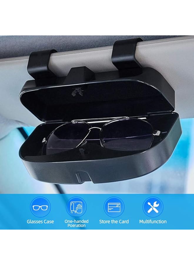 Number-One Car Visor Sunglass Case Holder Clip, Eye Glasses Storage Box With Double Card Slots Car Sunglasses Organizer Mount General For All Car Models (Black) - Image 2