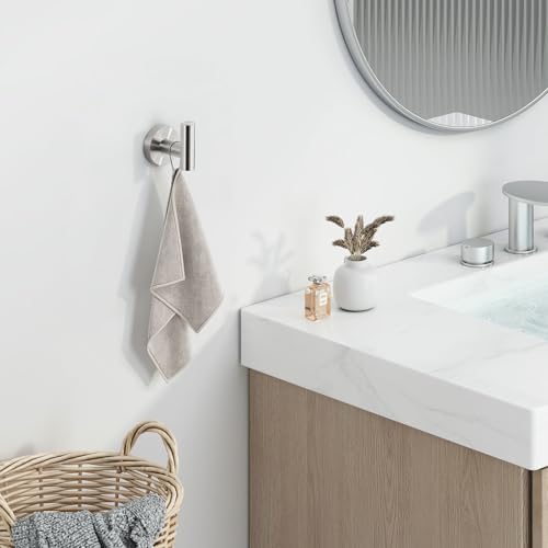 Angle Simple Robe Towel Hook, SUS 304 Stainless Steel Bathroom Hand Towel Coat Hook for Wall, Brushed Nickel - Image 2