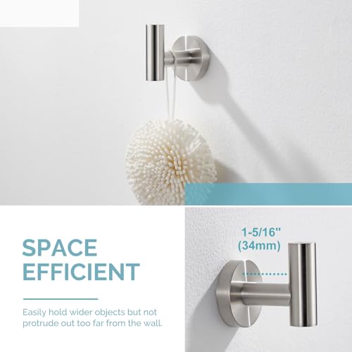Angle Simple Robe Towel Hook, SUS 304 Stainless Steel Bathroom Hand Towel Coat Hook for Wall, Brushed Nickel - Image 3