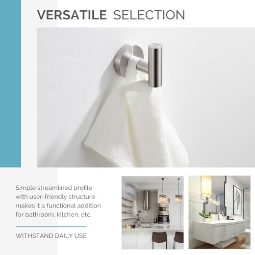 Angle Simple Robe Towel Hook, SUS 304 Stainless Steel Bathroom Hand Towel Coat Hook for Wall, Brushed Nickel - Image 4