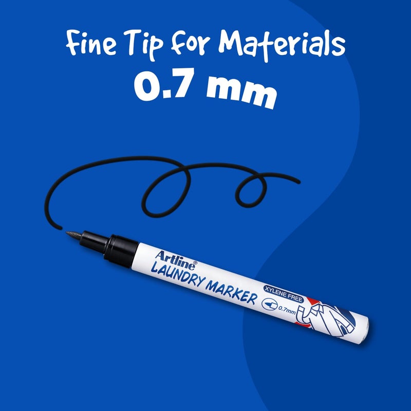 Artline ماركر غسيل غير قابل للمسح Artline 750 رأس مدبب رفيع 0.7 مم أسود مرجع A750 [عبوة من 12] - Image 4