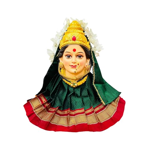 PUNYATVA Kalash khun Ghagra (Green) / Mata Rani Poshak for Varalakshmi, Ma Laxmi, Goddess Durga, Radha, Gangaur Saree/Chunri Patka Lehenga Khan Dress/Navaratri Margashirsha Devi Pooja Accessories - Image 1