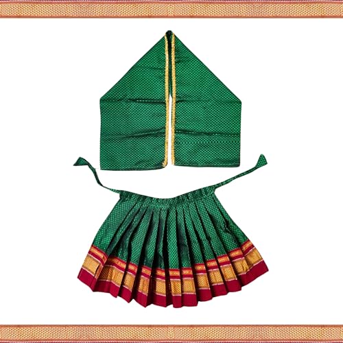 PUNYATVA Kalash khun Ghagra (Green) / Mata Rani Poshak for Varalakshmi, Ma Laxmi, Goddess Durga, Radha, Gangaur Saree/Chunri Patka Lehenga Khan Dress/Navaratri Margashirsha Devi Pooja Accessories - Image 2