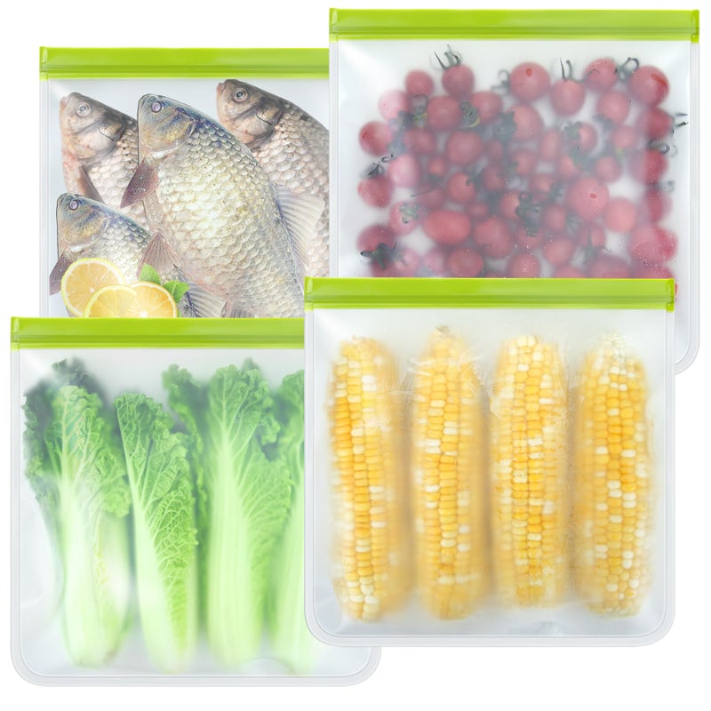 TROUSKAIG 4 Pack Reusable Gallon Freezer bags Silicone Ziplock Bags Reusable Storage Baggies Reusable Food Storage Bags  Leakproof Food Storage Containers for Sandwich Snack Travel Picnic  Home Use - Image 1