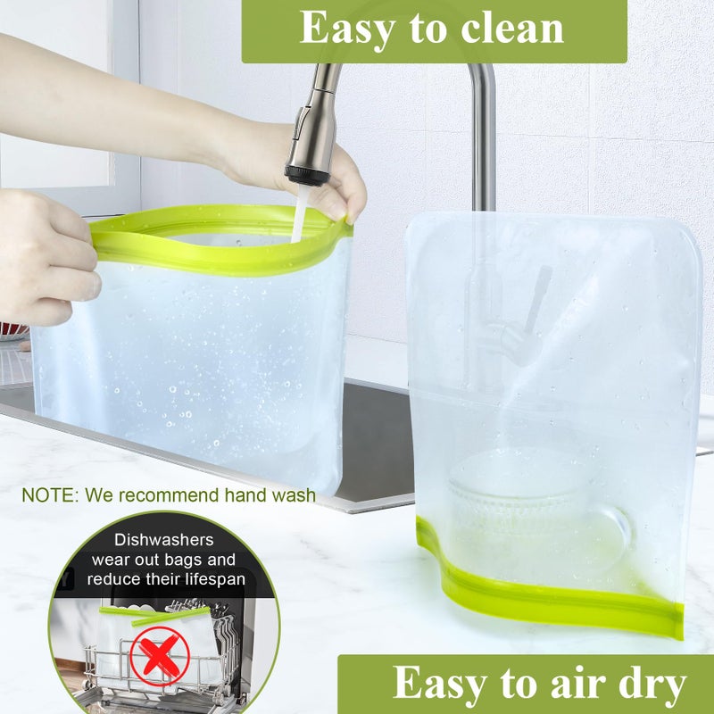 TROUSKAIG 4 Pack Reusable Gallon Freezer bags Silicone Ziplock Bags Reusable Storage Baggies Reusable Food Storage Bags  Leakproof Food Storage Containers for Sandwich Snack Travel Picnic  Home Use - Image 3