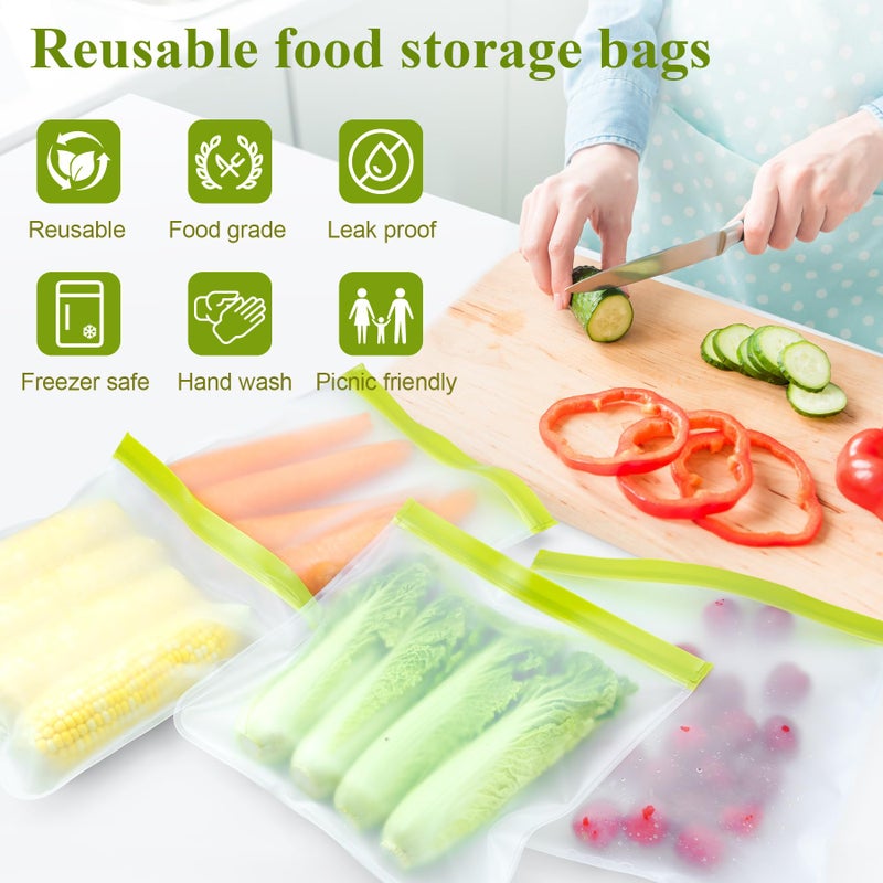 TROUSKAIG 4 Pack Reusable Gallon Freezer bags Silicone Ziplock Bags Reusable Storage Baggies Reusable Food Storage Bags  Leakproof Food Storage Containers for Sandwich Snack Travel Picnic  Home Use - Image 5